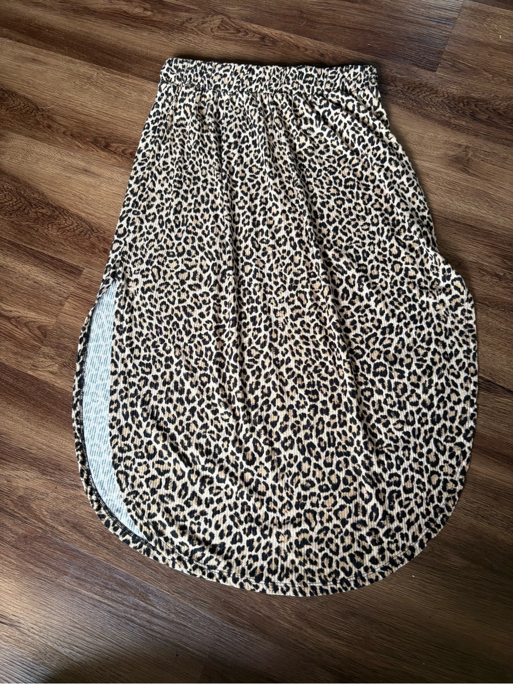 Jackson Rowe Leopard Print Side Slit Midi Skirt L